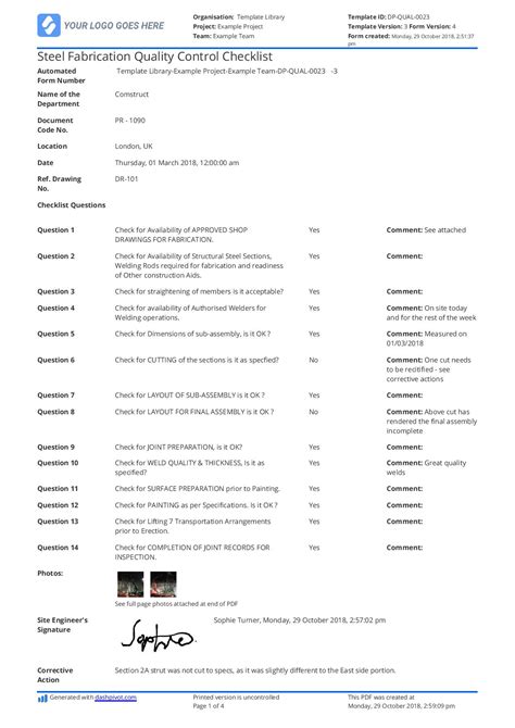 quality inspection form template metal fabrication|metal manufacturing checklist pdf.